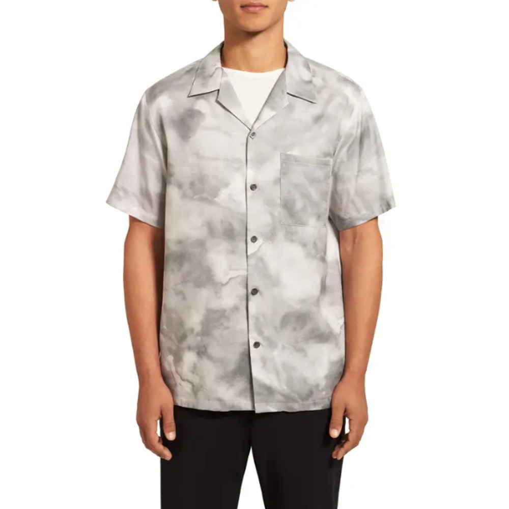 Theory Men Gray Cloud Print Button Down Camp Shir… - image 3